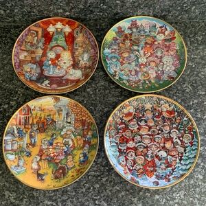 Franklin Mint Holiday Cat Plates by Bill Bell With Certificates
